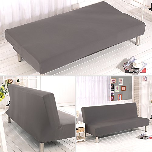 Funda protectora de color liso para sofá cama sin reposabrazos de poliéster y elastano de 3 plazas, elástica, plegable, para sofá plegable sin reposabrazos, 203,2 x 127 cm