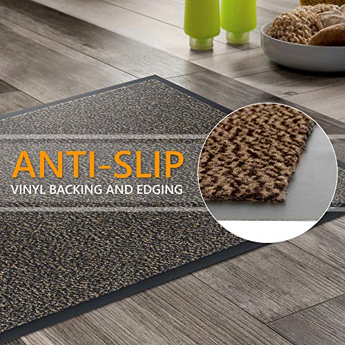 GadHome Felpudo de Entrada, Marron Gris 60x90 cm | Alfombra Exterior para Puerta, Impermeable, Lavable para Atrapar Suciedad para Recibidor|Alfombrilla Antideslizante, Pasillo, Cocina, Dormitorio