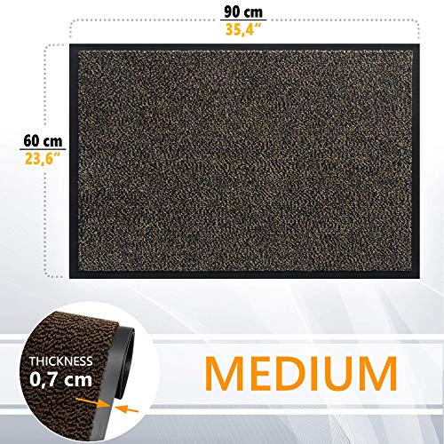 GadHome Felpudo de Entrada, Marron Gris 60x90 cm | Alfombra Exterior para Puerta, Impermeable, Lavable para Atrapar Suciedad para Recibidor|Alfombrilla Antideslizante, Pasillo, Cocina, Dormitorio