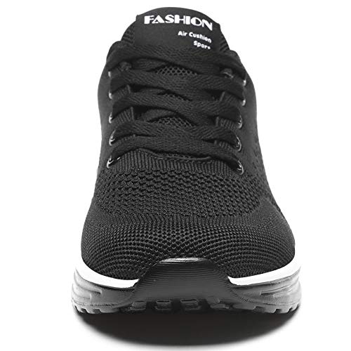 GAXmi Zapatillas Deportivas Mujer Zapatos de Malla Transpirables y Ligeros con Cordones y Cojín de Aire para Running Fitness Potenciar Negro 36.5 EU