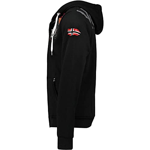 Geographical Norway FESPOTE Men - Sudadera Bolsillo Canguro Hombre - Sudadera Logotipo Hombre - Hoodie Manga Larga Capucha Hood - Sudadera Invierno Capucha Cremallera Sweat (Negro L)