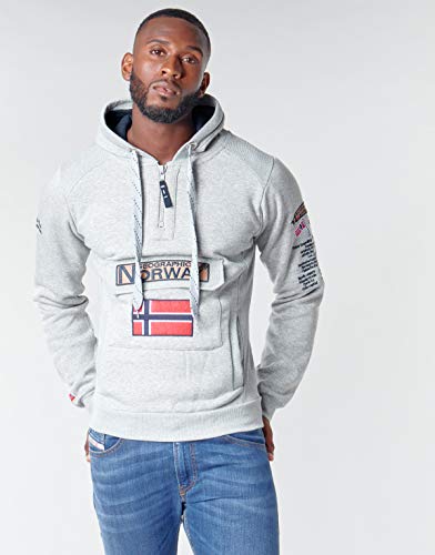 Geographical Norway GYMCLASS Men - Sudadera Capucha Bolsillos Hombre - Chaqueta Casual Hombres Abrigo - Camisetas Camisa Manga Larga - Hoodie Deportiva Regular Fitness Jacket Tops (Gris Claro XL)