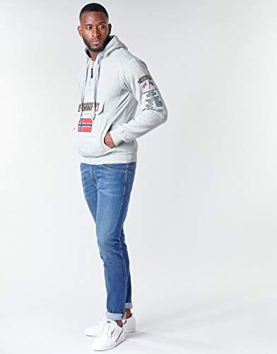 Geographical Norway GYMCLASS Men - Sudadera Capucha Bolsillos Hombre - Chaqueta Casual Hombres Abrigo - Camisetas Camisa Manga Larga - Hoodie Deportiva Regular Fitness Jacket Tops (Gris Claro XL)