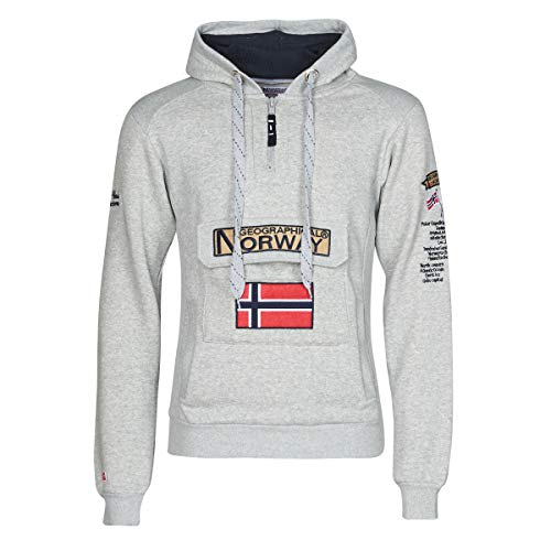 Geographical Norway GYMCLASS Men - Sudadera Capucha Bolsillos Hombre - Chaqueta Casual Hombres Abrigo - Camisetas Camisa Manga Larga - Hoodie Deportiva Regular Fitness Jacket Tops (Gris Claro XL)