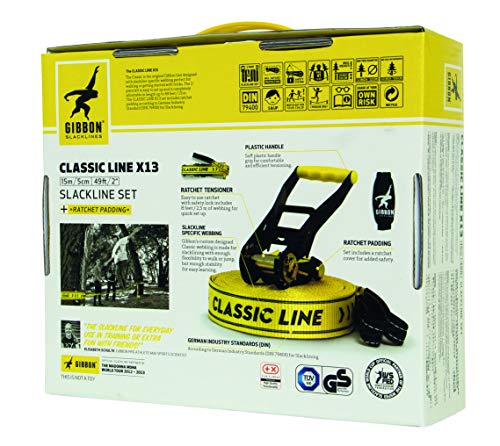 Gibbon Slacklines Classic Line Slackline, Unisex, Amarillo/Negro, Talla Única