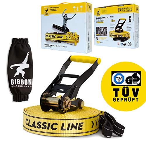 Gibbon Slacklines Classic Line Slackline, Unisex, Amarillo/Negro, Talla Única