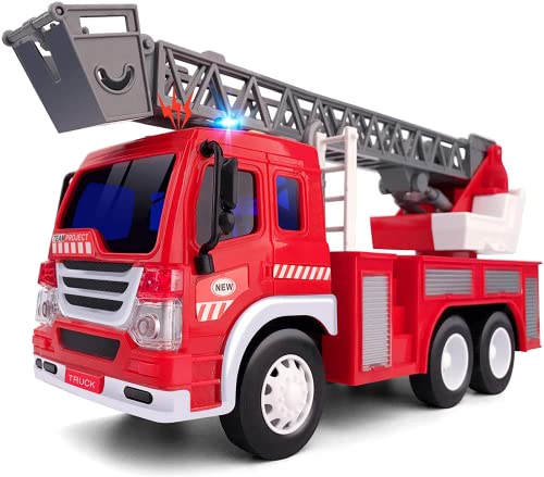 GizmoVine Coche Juguetes para 2 Años 3 Años Niños Chicos, Temprana Educación camion de Bomberos Autos Juguete Regalos para Pequeños Y Niño Navidad Cumpleaños (1PCS Camión de Bomberos)