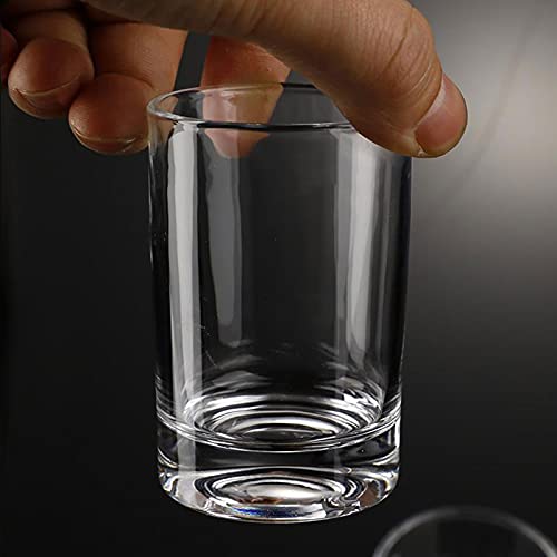 GLASKEY Juego de 6 vasos medidores, aptos para lavaplatos, sin plomo, base pesada, vasos para whisky, vodka, café espresso, postres pequeños, 1 a 3 onzas opcionales (3 oz/90 ml, transparente)