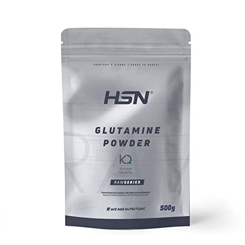 Glutamina Micronizada de HSN | Kyowa como Materia Prima | 100% Pura | Suplemento para favorecer el Crecimiento y Recuperación Muscular | Vegano, Sin Gluten, Sin Lactosa, Sin Sabor, 500 gr