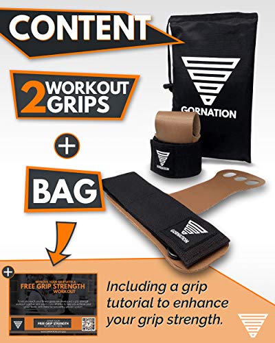 GORNATION Pull Up Grips y muñequera para protección de Manos, Wodies, Guantes para calistenia y Gimnasia (Medium)