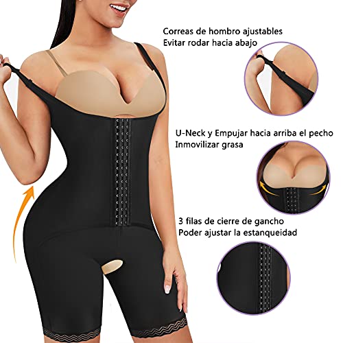 Gotoly Bodies Moldeadores para Mujer Faja Reductora Body Reductor Lencería Moldeadora Corsé Doble Control de Barriga Levanta Glúteos Entrenador de Cintura Abierto Shapewear (Negro, 2XL)