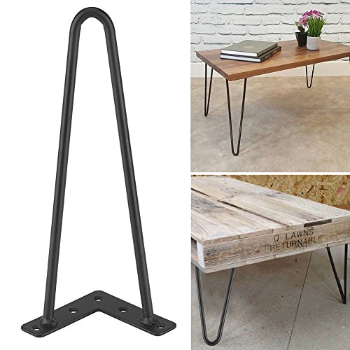 Gototo – Juego de 4 patas de mesa con horquillas de hierro para el pelo, patas de mesa, metal, color negro, industrial, patas de muebles, para manualidades, sillas, muebles, 20/30/40/71 cm (30 cm)