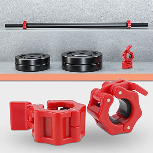 Graplan 4 cierres para mancuernas de 25 mm, cierres para mancuernas, placas de bloqueo de cuello, clips para entrenamiento, color rojo