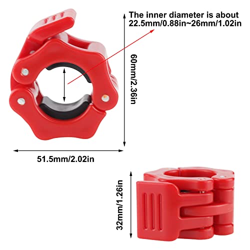 Graplan 4 cierres para mancuernas de 25 mm, cierres para mancuernas, placas de bloqueo de cuello, clips para entrenamiento, color rojo