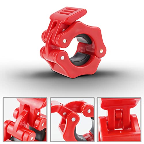 Graplan 4 cierres para mancuernas de 25 mm, cierres para mancuernas, placas de bloqueo de cuello, clips para entrenamiento, color rojo