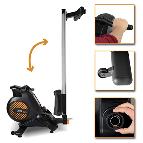 GRIDINLUX | Máquina de Remo Magnética | Trainer Impulse | Fitness en casa | 6Kg Resistencia Magnética | 8 Niveles de Tensión | Plegable