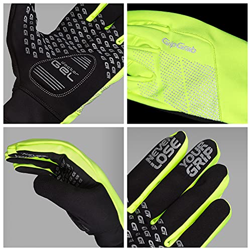 GripGrab Ride Entretiempo Cortavientos Acolchados Transpirables Táctiles Guantes Ciclismo Invierno, Adultos Unisex, Amarillo Neón, XS