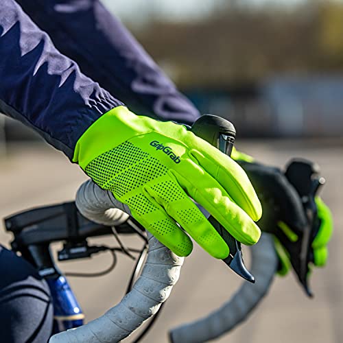 GripGrab Ride Entretiempo Cortavientos Acolchados Transpirables Táctiles Guantes Ciclismo Invierno, Adultos Unisex, Amarillo Neón, XS