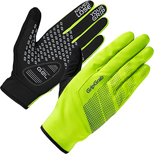 GripGrab Ride Entretiempo Cortavientos Acolchados Transpirables Táctiles Guantes Ciclismo Invierno, Adultos Unisex, Amarillo Neón, XS