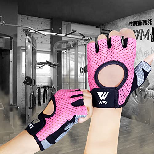 Guantes de fitness transpirables para hombre y mujer, para levantamiento de pesas, para culturismo, gimnasio, entrenamiento, crossfit, entrenamiento de fuerza (rosa, M)