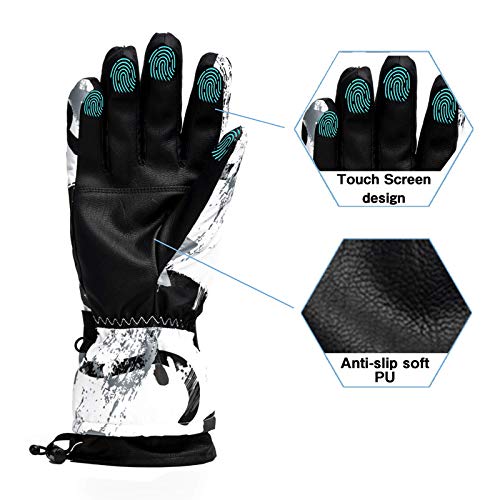 Guantes de Invierno Guantes De Pantalla Táctil con Dedos Completos Guantes de Esquí Impermeables Cálido para Clima Frío Pesca en Hielo Trineo Actividades Ciclismo Camping - para Hombres o Mujeres (XL)