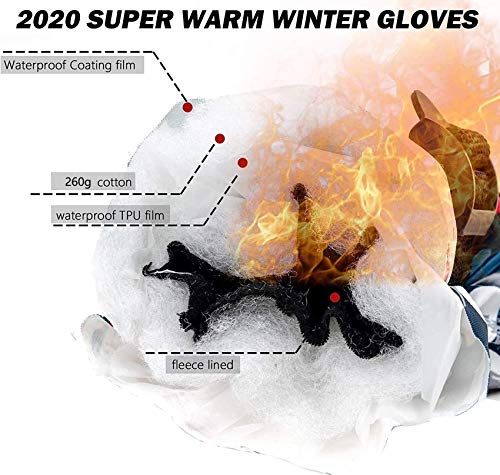 Guantes de Invierno Guantes De Pantalla Táctil con Dedos Completos Guantes de Esquí Impermeables Cálido para Clima Frío Pesca en Hielo Trineo Actividades Ciclismo Camping - para Hombres o Mujeres (XL)