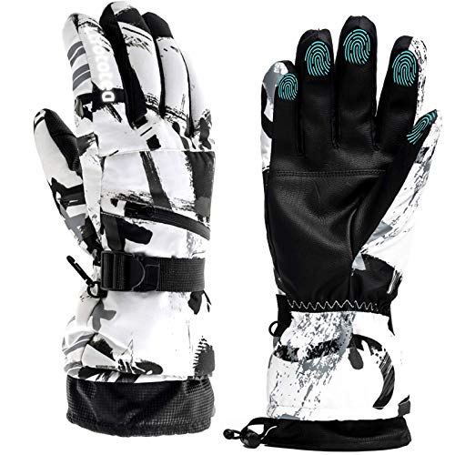 Guantes de Invierno Guantes De Pantalla Táctil con Dedos Completos Guantes de Esquí Impermeables Cálido para Clima Frío Pesca en Hielo Trineo Actividades Ciclismo Camping - para Hombres o Mujeres (XL)