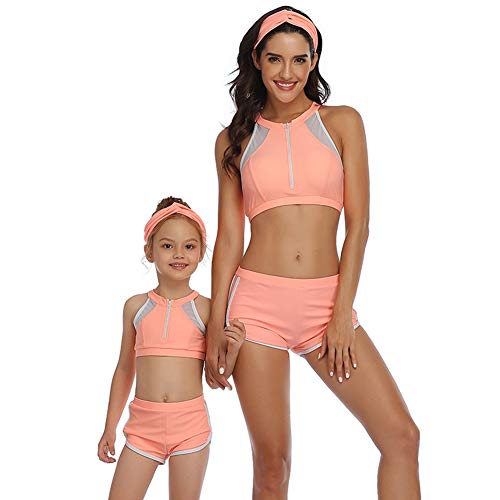 GUOCU Traje De Baño para Mujer Hija Sexy Bañador de Baño Conjunto de Bikini Push up Sujetador Acolchado Traje de baño Bikini para Mujeres Naranja Niña:104