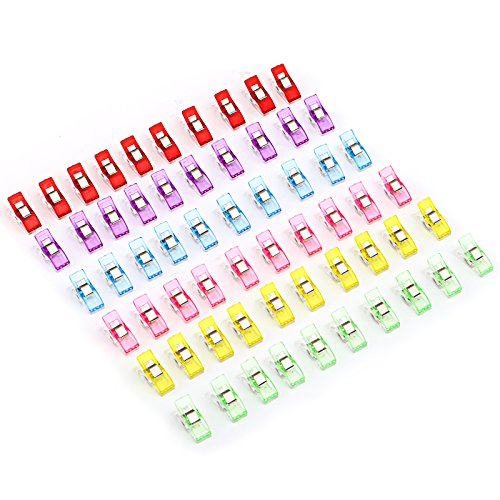 GWHOLE 60 Clips de Costura Pinzas Costura de Colores -27 x 10mm Clips Plástico para Coser, Hacer Colchas, Clips Manualidad, Trabajos de Tejido