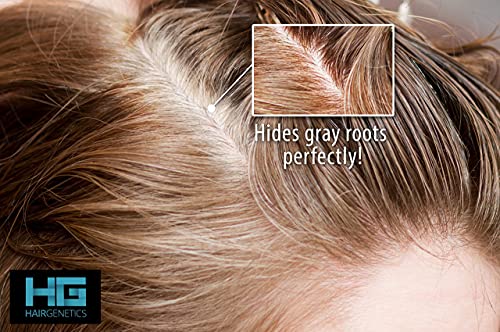 Hair Genetics® Retoca Raíces de Polvos Minerales de Aspecto Natural - Retocador de Raíces tras Coloración del Pelo para Cubrir Canas - Tinte de Cejas que Define y Rellena en Segundos (Castaño Oscuro)