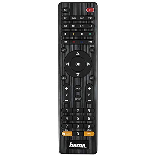 Hama Mando a Distancia Universal, Control Remoto Universal TV Inteligente 4 en 1, Negro