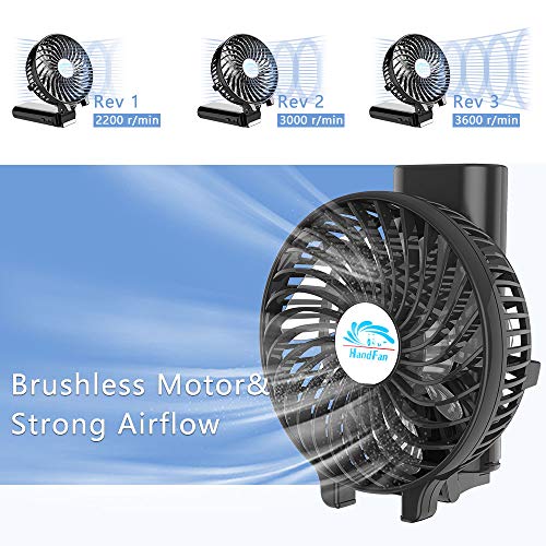 HandFan Mini Ventilador Portátil con Pilas 5200mAh Banco de alimentación Ventilador de Mano Personal 3 Velocidades/Tiempo de Trabajo 5-20H para el hogar al Aire Libre el Recorrido Que acampa