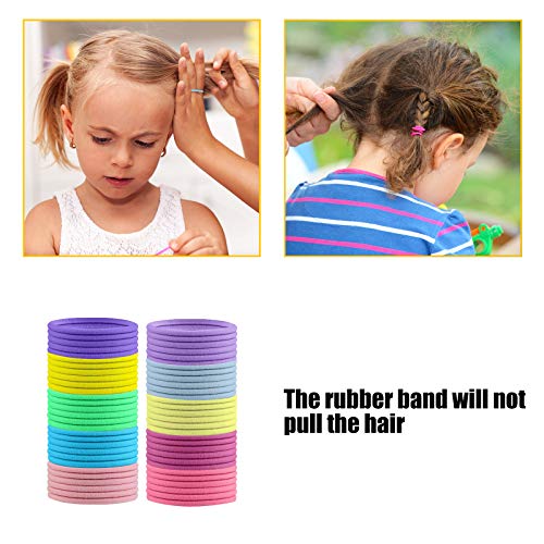 Hanyousheng Gomas de Pelo, Gomas Pelo Niña, 200 Piezas Multicolor Elástico Gomas Pelo, Gomas Pelo Bebe, Banda de Goma para Coleta, Pequeñas Gomas Pelo, 2 mm Gomas de Pelo para Niños, Niñas y Niños