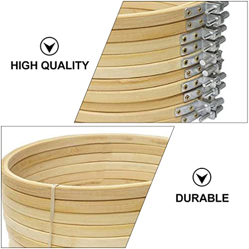 Happyyami 12 Piezas 20Cm Aros Redondos de Madera para Bordar Aros de Madera Ajustables para Punto de Cruz Aros de Aro Venta por Mayor para Arte Aros de Costura