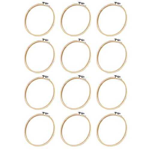 Happyyami 12 Piezas 20Cm Aros Redondos de Madera para Bordar Aros de Madera Ajustables para Punto de Cruz Aros de Aro Venta por Mayor para Arte Aros de Costura