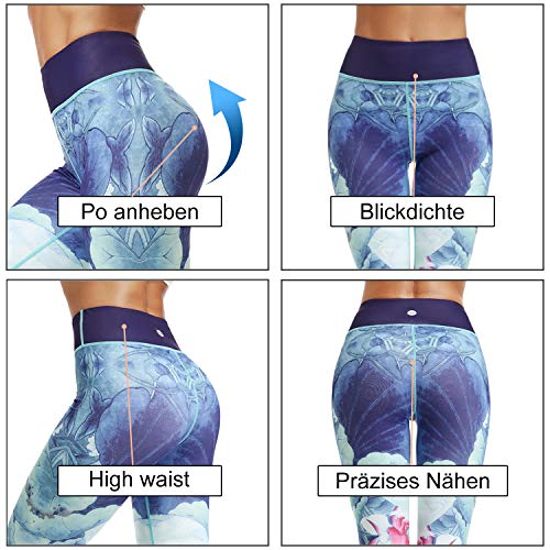 HAPYWER Pantalones de yoga para mujer, cintura alta, gimnasio, polainas deportivas, control de barriga, polainas de pilates, entrenamiento de compresión