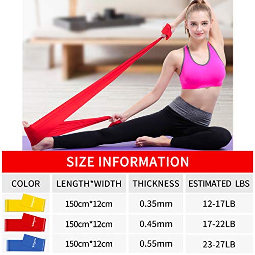 Haquno Bandas Elasticas Fitness, 1.5M Cintas Elasticas con 3 Niveles de Resistencia, Pilates, Crossfit, Estiramientos, Musculacion, Piernas, Brazos, Fuerza