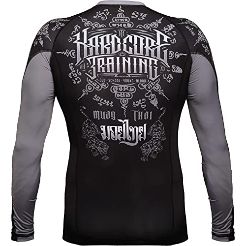 Hardcore Training Rash Guard Men's Muay Thai - Long Sleeve Base Layer - MMA BJJ Crossfit Gym-l Fitness Camiseta de compresión