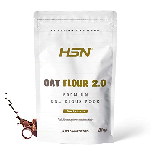 Harina de Avena de Sabores de HSN | Chocolate 3Kg = 60 Tomas | Instant Oatmeal | Ideal para Batidos, Tortitas de Avena y Claras | Sin Azúcares añadidos