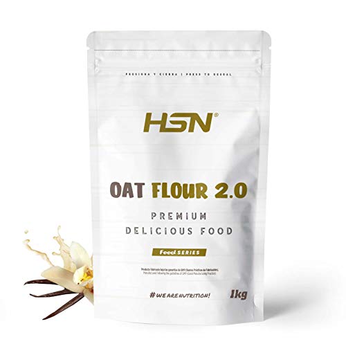 Harina de Avena de Sabores de HSN | Vainilla 1Kg = 20 Tomas | Instant Oatmeal | Ideal para Batidos, Tortitas de Avena y Claras | Sin Azúcares añadidos