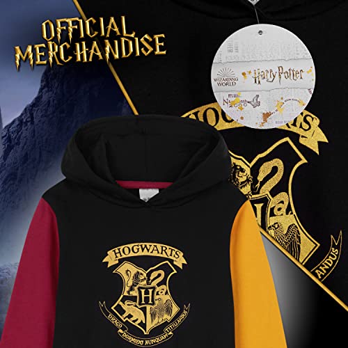 HARRY POTTER Sudadera Niña, Vestidos Sudadera con Capucha Algodón, Regalos para Niñas y Adolescentes (Negro Multi, 9-10 Años)