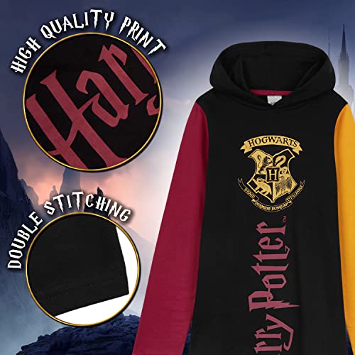 HARRY POTTER Sudadera Niña, Vestidos Sudadera con Capucha Algodón, Regalos para Niñas y Adolescentes (Negro Multi, 9-10 Años)