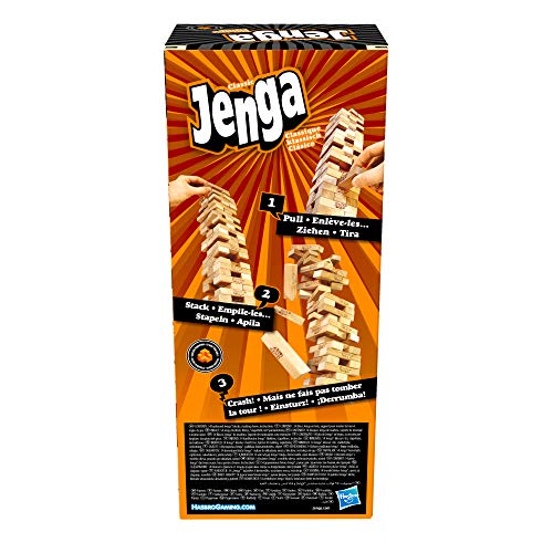 Hasbro Gaming Juego Classic Jenga con bloques de madera auténticos, juego de torre apilable para niños a partir de 6 años