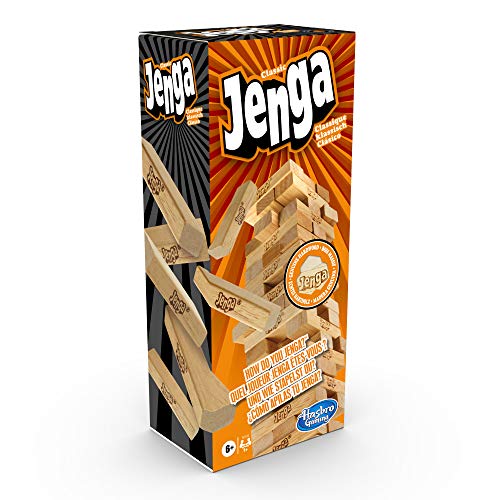 Hasbro Gaming Juego Classic Jenga con bloques de madera auténticos, juego de torre apilable para niños a partir de 6 años