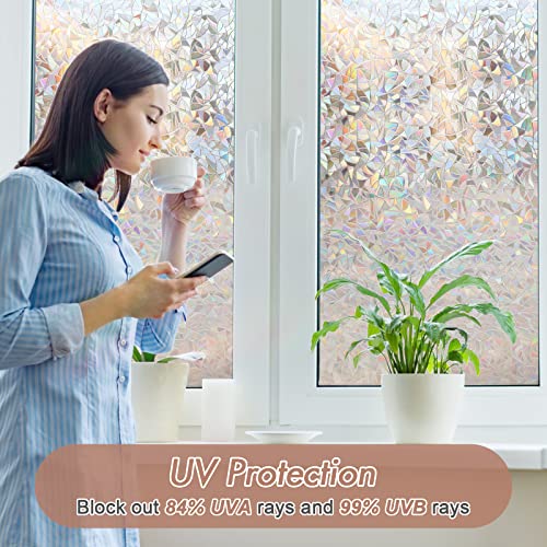 Haton Vinilos para Ventanas de 3D Efecto Semi-Privacidad Sin Pegamento Electrostatica Translucido Anti UV Vinilo para Cristal Decorativo Estático no Adhesivo para Oficina, Hogar 44.5X300CM