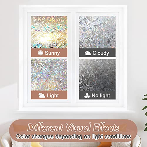 Haton Vinilos para Ventanas de 3D Efecto Semi-Privacidad Sin Pegamento Electrostatica Translucido Anti UV Vinilo para Cristal Decorativo Estático no Adhesivo para Oficina, Hogar 44.5X300CM