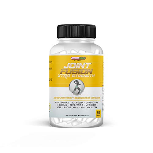 Healthy Fusion Glucosamina + Condroitina + Cúrcuma, Potente Antiinflamatorio y Analgésico, Elimina Dolores Articulares y Musculares, Fórmula Eficaz que Protege y Regenera Articulaciones, 90 Cápsulas