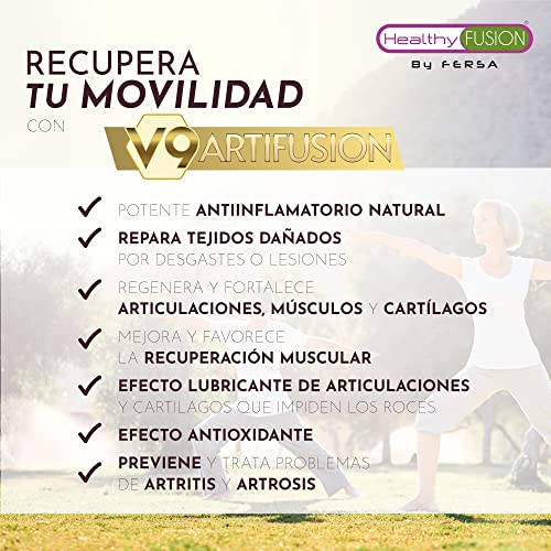 HealthyFusion by Fersa Antiinflamatorio y Analgésico, Protege y repara músculos y articulaciones, Elimina dolores y repara lesiones, Cúrcuma, Glucosamina, Condroitina, MSM, 90 Cápsulas