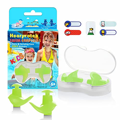 Hearprotek Natación Tapones para los oídos, 2 Pares Tapones de Silicona Reutilizables a Prueba de Agua para Nadadores duchas de baño y Otros Deportes acuáticos Tamaño para niños (Verde)