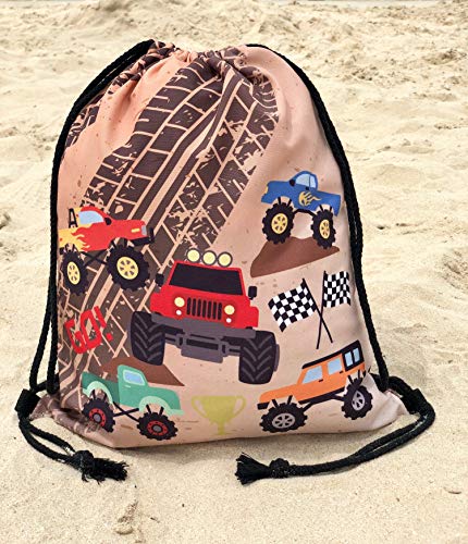 HECKBO Mochila niños - estampada (por ambos lados) con dibujos de Monster Trucks - lavable a máquina - 40 x 32cm - para el jardín de infancia, la guardería, para viajar, o para hacer deporte